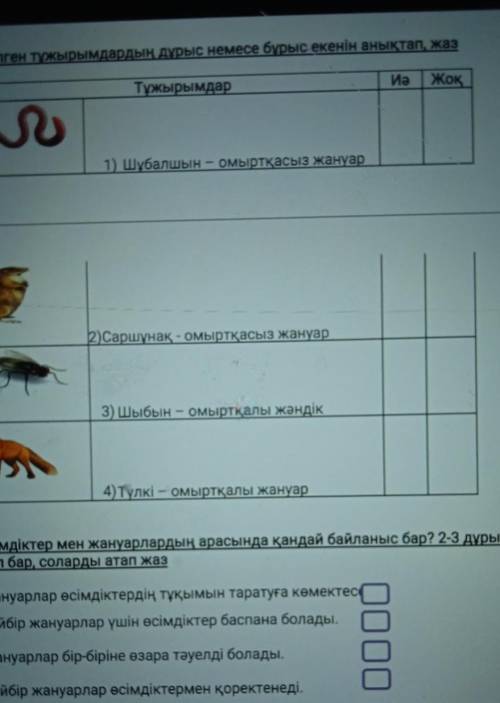 Берілген тұжырымдар дұрыс немесе бұрыс екенін анықтап, жаз​