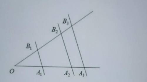 5. Известно что А1 В1 ||A2 B2 ||АЗ В3, OB1=3, OA1=8, B1B2 =6, B2B3=9. Найдите A1A2,A2A3. а)24 и 16б)