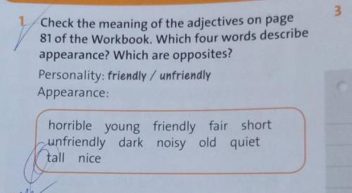 Check the meaning of the adjectives on page 81 of the Workbook. Which four words describeappearance?