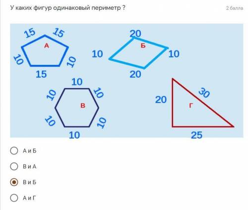 У каких фигур одинаковый периметр ?