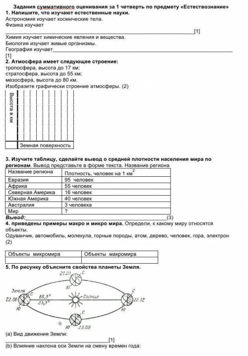 решить соч по естезвознанию 6 класс​