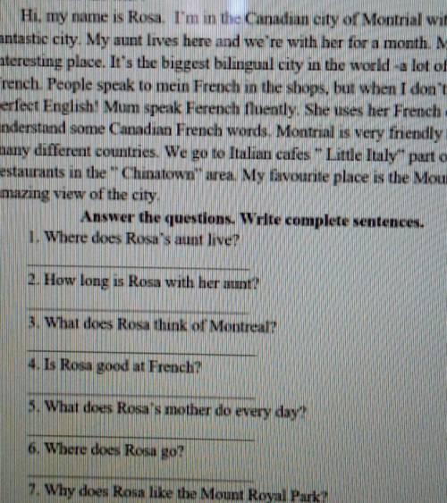 Task 1. Read the text Hi, my name is Rosa. I'm in the Canadian city of Montrial with my mum and dad.