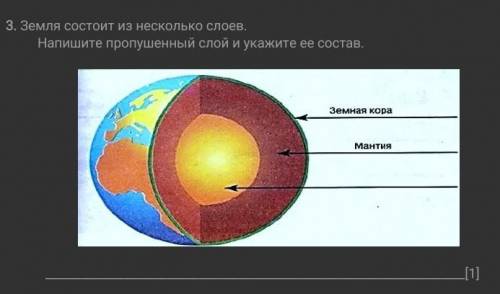 Земля состоит из нескольких слоёв напишите пропущенный слой и укажите её состав соч​