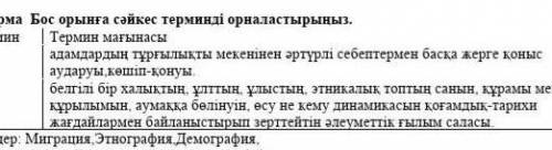 Бос орындарға сәйкес терминдерді орналастырыңыз. ​