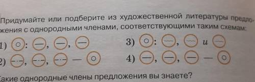 2 Придумайте или подберите из художественной литературы предло- жения с однородными членами, соответ