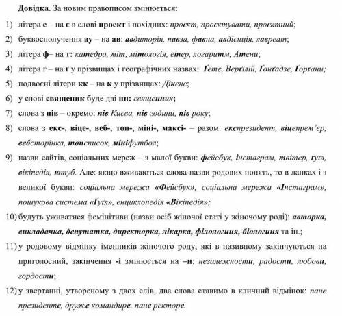 Скласти текст на половину сторінки А4, використовуючи слова з довідки