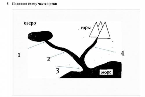 Подпиши схему частей реки