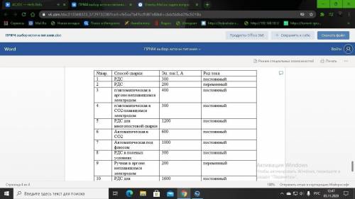с заданием по МДК (сварочное производство) .Подбор источников питания для заданных условий сварки по