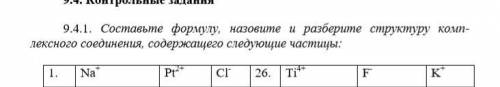 Сделать под цифрой 1 ( Составьте формулу, назовите и разберите структуру комплексного соединения, со