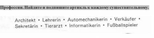 Профессии. Найдите и подпишите артикль к каждому существительному. Architekt, Lehrer, KFZ-Mechaniker