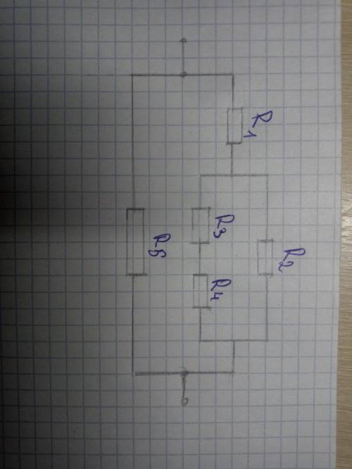 РЕШИТЕ ЭЛЕКТРИЧЕСКУЮ ЦЕПЬ ПО ФИЗИКЕ Дано:R1=R2= 6 ОмR3=R5 = 2 ОмR4 = 1 ОмU AB = 50 ВR общ -?I общ -