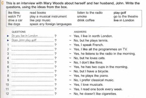 This is an interview with Mary Woods about herself and her husband, John. Write the questions, using