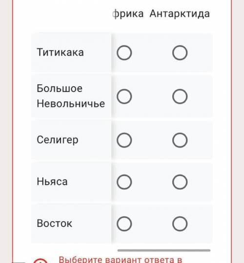 Установите соответствие между озером и материком, на котором оно расположено