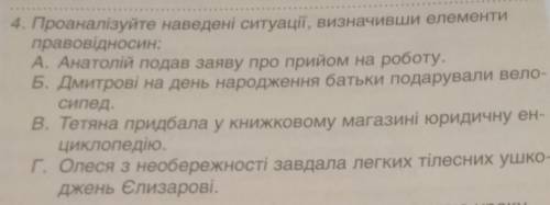 проаналізуйте наведені ситуації, визначивши елементи правовідносин: ​