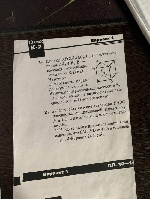 Даны куб ABCDA1B1C1D1, альфа - плоскость грани AA1B1B, Бета - плоскость проходящая через точки B D и