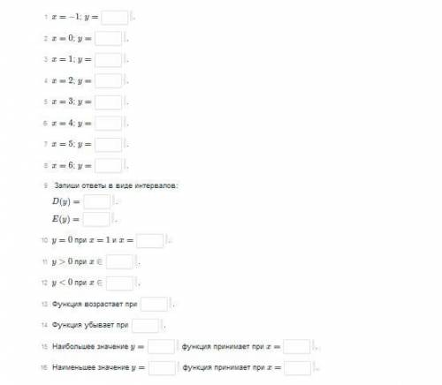 Постройте график функции 1/2(x-3)^2-2 на отрезке [-1;6]