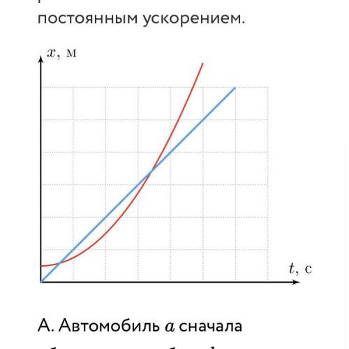 Два автомобиля двигались по шоссе, один - с постоянной скоростью, другой - разгонялся из состояния