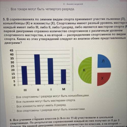 5. В соревнованиях по зимним видам спорта принимают участие лыжники (Л), конькобежцы (К) и хоккеисты