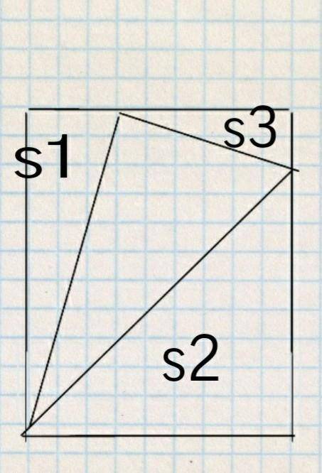Нужно найти площадь треугольника ​S треугольника = S прямоугольника - S1-S2-S3