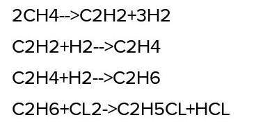 СН4 - СН3Вг - С2Н6 - С2Н4 - С2Н5Сl ​