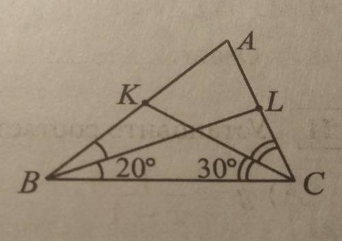 Отрезки bl и cl биссектрисы треугольника abc.Найтиде величину bac если известно что cbl=20, bck=30 с