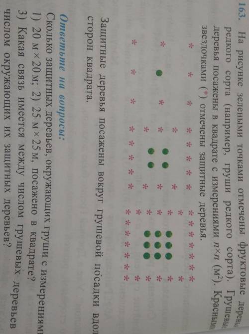 163. На рисунке зелеными точками отмечены фруктовые деревья редкого сорта (например, груши редкого с