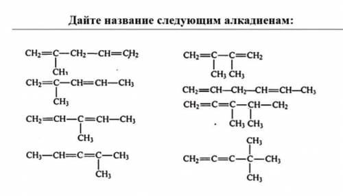 Дать названия схемам алкадиенов