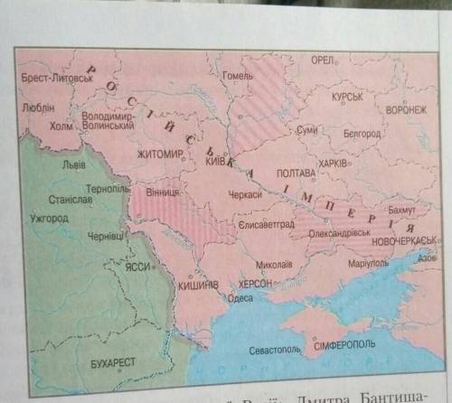 Території яких губерній підросійської України за-штриховано на карті?а) Київська, Чернігівська,Харкі