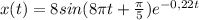 x(t)=8sin(8\pi t+\frac{\pi}{5})e^{-0,22t}