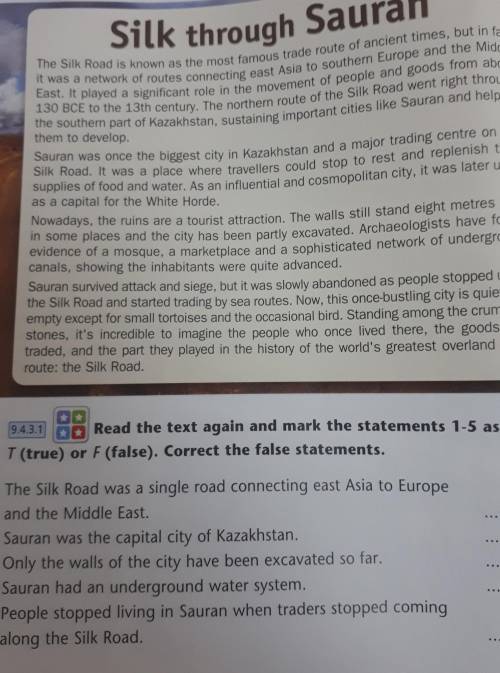 Read the text again and mark the statements 1-5 as T(true) or false) . Correct the false statements.