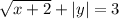 \sqrt{x + 2} + |y| = 3