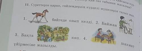 11. суреттерге карап,сөйлемдердің күрделі мүшелерін тауып жаз​