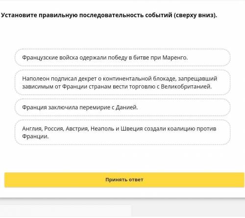 Установите правильную последовательность событий (сверху вниз). Французские войска одержали победув