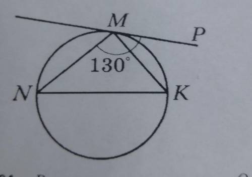 Через точку М окружности проведена касательная МР,не параллельная диаметруNK ( рис. 98). Найдите угл