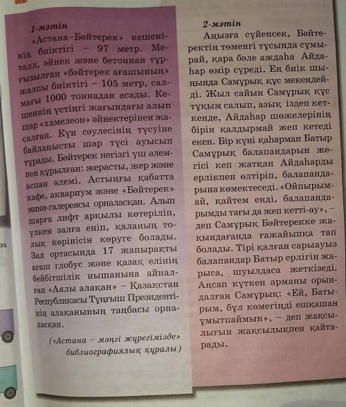 6-тапсырма. Окылым мәтіні бойынша кестені толтыр. Ауызекі сөйлеу тіліне тән сөздер Көркем сөйлеу ере