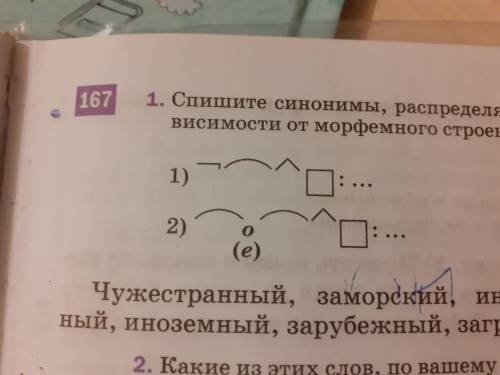 Спишите синонимы,распределяя их на две группы в зависимости от морфемного строения. Чужестранный,зам