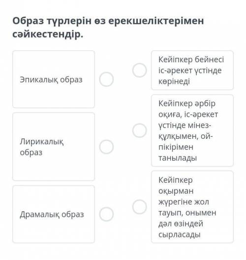 Образ түрлерін өз ерекшеліктерімен сәйкестендір надо ​