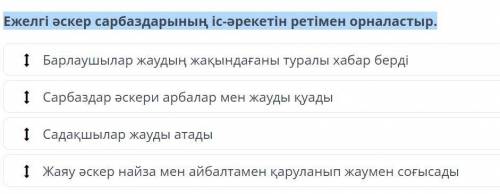 Ежелгі әскер сарбаздарының іс-әрекетін ретімен орналастыр.