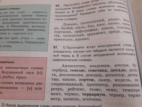 1) прочитайте вслух иностранные слова и определите, мягким или твёрдым является согл. перед Е. В слу