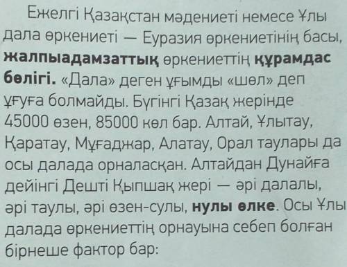 6-тапсырма Мәтіннің мазмұны бойынша жоспар құрып жаз. Жоспар бойынша мәтін бөлімдеріндегі тірек сөзд