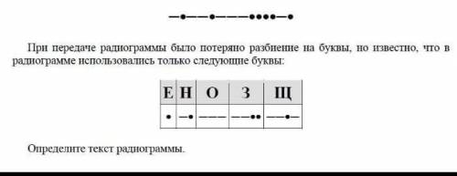 при передаче радиограммы было потеряно разбиение на буквы но известно что в радиограмме использовали