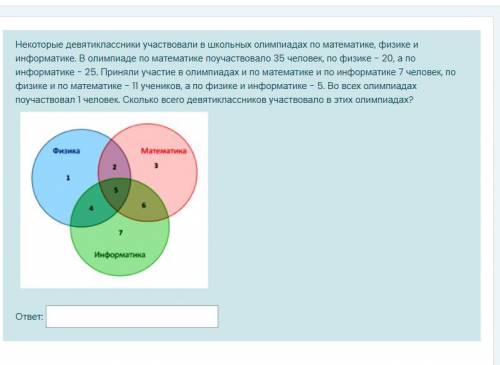 Некоторые девятиклассники участвовали в школьных олимпиадах по математике, физике и информатике. В о