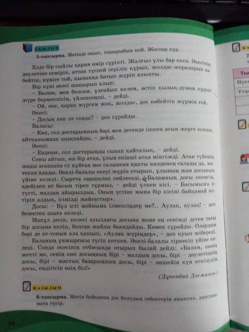 Жа Зылым 7 - тапсырма. Матндеги тыныс белгилердин койылу максатын карай аныктап, кестеге туср