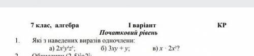 Які з наведених прикладів одночлени ​