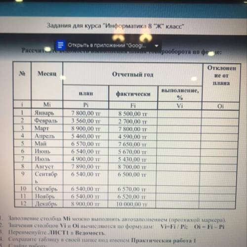 1. Заполнение столбца Mi можно выполнить автозаполнением (протяжкой маркера). 2. Значения столбцов V