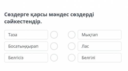 Сөздерге қарсы мəндес сөздерді сəйкестендір​