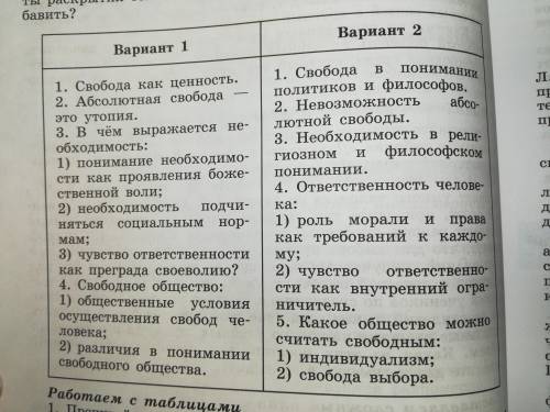 Старшеклассникам было предложено составить сложный равернутый план по теме Свобода и необходимость