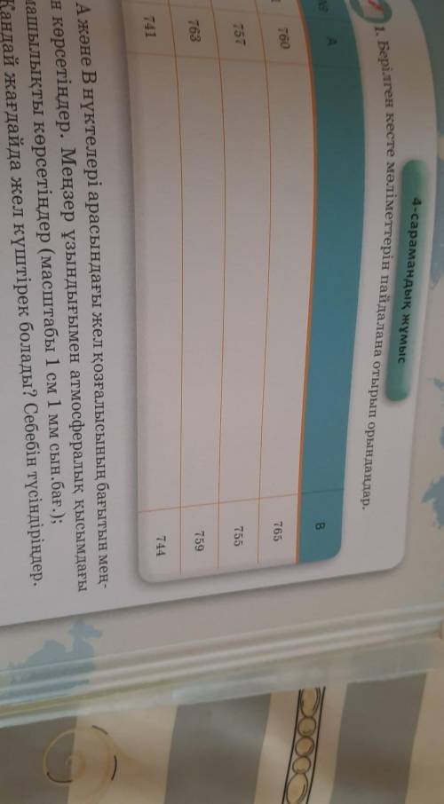 Берілген кесте мәліметтерін пайдаланып отырып орындаңдар А және В ​