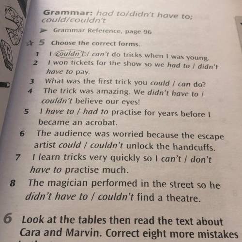 Help English 5 choose the correct form