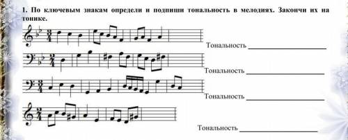 определить тональность и дописать мелодию на тонике